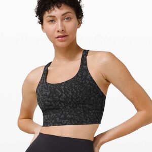 Lululemon 🆕 NWT Energy Bra Long Line Black Patterned Sports Bra Size 8